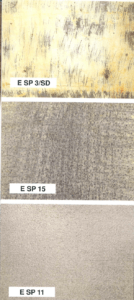 Photo 2 – SSPC-VIS 3 - Appearance of 3 grades of power tool cleaning of an existing white coating